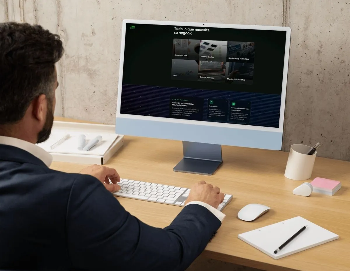OK Multimedia website on a desktop computer